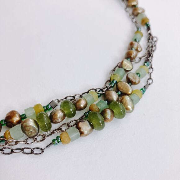 Silpada N1683 Sterling Silver Green Pearl Adventurine Jade Multi-Strand Necklace - Picture 9 of 11